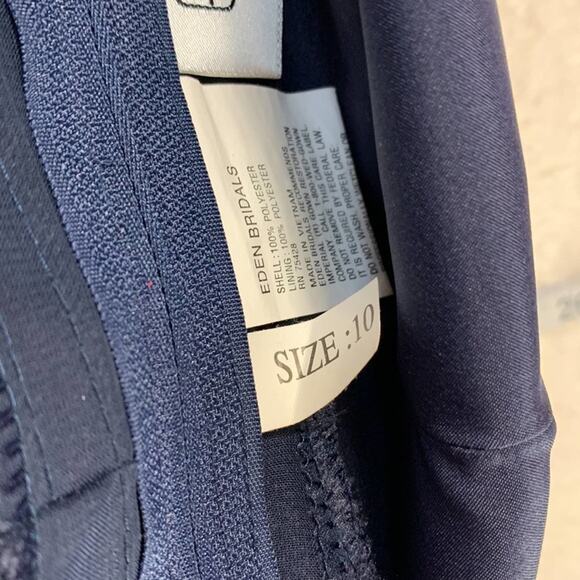 Eden Maids Bridals Navy sleeveless belted a line maxi formal dress, size 10 - Picture 11 of 11